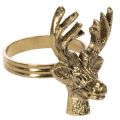 Floristik24 Serviettenring aus Metall in Gold mit Hirschkopf 6 cm 4er Set