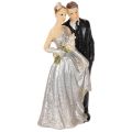 Floristik24 Silbernes Hochzeitspaar aus Polyresin 10cm für Tisch- und Torten-Dekoration