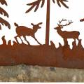 Floristik24 Wald-Silhouette mit Tieren Edelrost am Holzfuß 30cm x 19cm