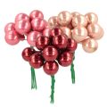 Floristik24 Weihnachtskugeln am Draht Glas glänzend 20 mm Rot Rosa 140 Stück