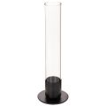 Floristik24 Stabkerzenhalter aus Metall und Glas mit Zylinder, 31 cm, Schwarz
