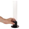 Stabkerzenhalter aus Metall und Glas mit Zylinder, 31 cm, Schwarz | Floristik24.at