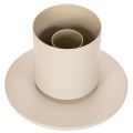 Stabkerzenhalter aus Metall mit Glaszylinder und Sockel 31 cm Taupe | Floristik24.at