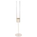 Floristik24 Kerzenhalter 50 cm mit Glaszylinder und Metallfuß taupe