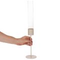 Kerzenhalter 50 cm mit Glaszylinder und Metallfuß taupe | Floristik24.at