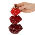 Kerzenständer aus Polyresin mit Lippenform 21 cm Rot und Gold | Floristik24.at