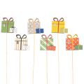 Floristik24 Pflanzenstecker Holz Geschenkpaket bunt 31cm 12 Stück