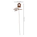 Gartenstecker Metall Rostoptik 100 cm Vogelhaus mit Herz und Zweig | Floristik24.at