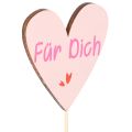 Herzstecker aus Holz Für Dich 31 cm Natur Rosa Weiß 12 Stück | Floristik24.at