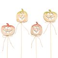 Floristik24 Dekostecker Holz Kürbis 12er-Set 31cm bemalt für Halloween und Herbst