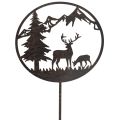 Floristik24 Dekostecker Metall Hirsch und Kiefer Schwarz-Rost 100 cm
