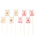 Floristik24 Dekostecker Schweinchen Holz 31cm Mehrfarbig 16 Stück für Blumendeko