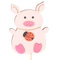 Dekostecker Schweinchen Holz 31cm Mehrfarbig 16 Stück für Blumendeko | Floristik24.at