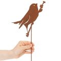 Vogel Gartenstecker aus Metall 52 cm in Edelrost-Optik | Floristik24.at