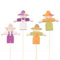 Floristik24 Holzstecker Vogelscheuche aus Holz 30 cm bunt gemischt 12 Stück