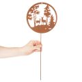 Gartenstecker Metall Rost Hirsch Silhouette rund 53cm 2er-Set | Floristik24.at