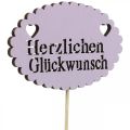 Floristik24 Blumenstecker Schriftzug, Strauß Deko Herzlichen Glückwunsch 9cm 18St