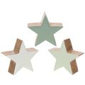 Floristik24 Deko-Holzstern 3er-Set Mintgrün Weiß zum Stellen 10cm
