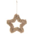 Hängender Dekostern Kunstfell beige 21cm 4 Stück | Floristik24.at