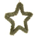 Floristik24 Stern aus Kunstfell Grün 30 cm zum Hängen, 3er-Set