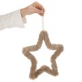Deko-Sterne aus Kunstfell zum Aufhängen 30 cm, Hellbraun, 3 Stück | Floristik24.at