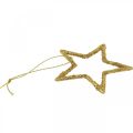 Floristik24 Weihnachtsdeko Stern Anhänger Golden Glitter 7,5cm 40St