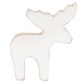 Elch-Dekofigur aus Holz stehend 6cm Weiß-Natur 8 Stück | Floristik24.at