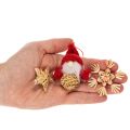 Strohanhänger Set 30-teilig Figuren und Sterne 4–6 cm Natur-Rot | Floristik24.at