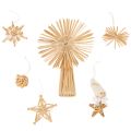 Floristik24 Strohstern Set aus naturfarbenem Stroh, Christbaumschmuck, Figuren und Sterne, 35-teilig