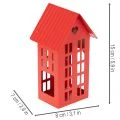 Metall-Windlicht-Set Häuser Rot mit Tablett 35 cm | Floristik24.at