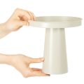 Tablett aus Metall mit Fuß 20 cm Beige-Grau für Kerzen und Figuren | Floristik24.at