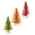 Miniatur Tannenbaum 12cm grün rot orange 6 Stück Holzsockel für Tischdeko | Floristik24.at