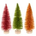 Floristik24 Künstliche Tannenbäume 31cm Kunststoff in Grün, Rot und Orange 3er Set