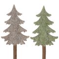 Floristik24 Deko-Tannenbaum auf Holzstab 45cm 6er-Set grün-grau