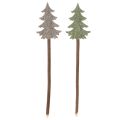 Deko-Tannenbaum auf Holzstab 45cm 6er-Set grün-grau | Floristik24.at