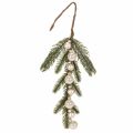 Floristik24 Künstlicher Tannenzweig mit weißen Mini-Christbaumkugeln 46 cm, 2 Stück für Weihnachtsdeko