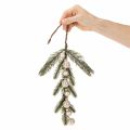 Künstlicher Tannenzweig mit weißen Mini-Christbaumkugeln 46 cm, 2 Stück für Weihnachtsdeko | Floristik24.at