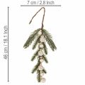 Künstlicher Tannenzweig mit weißen Mini-Christbaumkugeln 46 cm, 2 Stück für Weihnachtsdeko | Floristik24.at