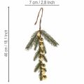 Künstlicher Tannenzweig mit goldfarbenen Mini-Christbaumkugeln, 46 cm, 2 Stück | Floristik24.at