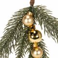 Künstlicher Tannenzweig mit goldfarbenen Mini-Christbaumkugeln, 46 cm, 2 Stück | Floristik24.at