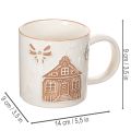 Keramiktasse mit Hausmotiv und Schneeflocken-Relief 9 cm Beige-Braun | Floristik24.at