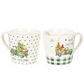 Floristik24 Kaffeetassen-Set Keramik Merry Christmas Weihnachtsauto 10 cm, 2 Stück