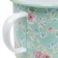 Floristik24 Übertopf Pflanztasse Emaille Tasse Retro Deko Grün Ø9,5cm H10cm