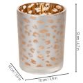 Teelichthalter Glas 12 cm mit Leopardenmuster Silber und Gold | Floristik24.at