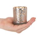 Windlicht aus Glas mit zweifarbigem Leopardenmuster, Ø 8 cm | Floristik24.at