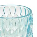 Floristik24 Teelichtglas Hellblau getönt Glas Windlicht Ø9,5cm H9cm 2St