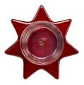 Floristik24 Teelichthalter Rot Sternform mit Glas Ø10cm H10,5cm 2St