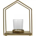 Floristik24 Windlicht Haus Metall Deko Teelicht Kerzenglas 20×16×26cm