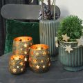 Floristik24 Weihnachtsdeko Teelichthalter Metall mit Sternen Golden Ø18cm H20cm