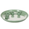Floristik24 Kerzenteller aus Metall Grün mit 4 Kerzenhaltern 24cm